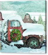 Softly Snowing Christmas Snowfall In The Mountains Canvas Print