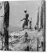 Soldier On Devastated Hillside Canvas Print