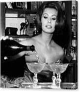 Sophia Loren Pouring Champagne Canvas Print