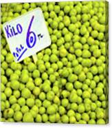 Sour Green Plums In The Central Market Canvas Print