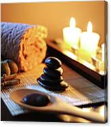 Spa Setting With Massage Stones Canvas Print