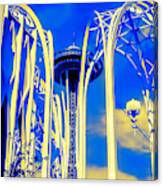 Space Needle Blue And Yellow Canvas Print
