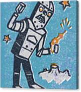 Spaceman Robot With Raygun Canvas Print