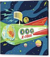 Spaceship Traveling In Outer Space Canvas Print