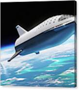 Spacex Bfr Big Falcon Rocket With Earth Canvas Print