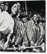 Spectators At World Series In Yankee Canvas Print