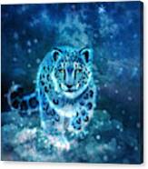 Spirit Snow Leopard In Mystical Twilight Sky Canvas Print