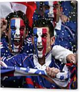 Sports Fans With French Flags Painted Canvas Print