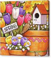 Spring Birds Flowers Canvas Print