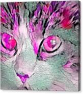 Stained Glass Cat Portrait Pinkish Purple Canvas Print