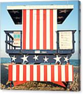 Stars And Stripes Beach Hut In Miami Canvas Print