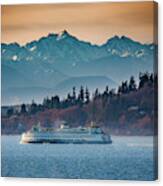State Ferry And The Olympics Canvas Print