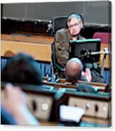 Stephen Hawking Lecturing At Cern In 2009 Canvas Print