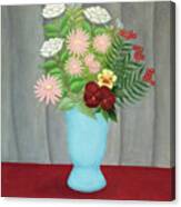 Still Life Of Flowers In A Blue Vase By Henri Rousseau Canvas Print