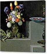 'still Life With Artichokes, Flowers And Glass Vessels', 1627, Spanis... Canvas Print