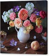 Still Life With Bouquet And Berries Canvas Print
