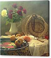 Still Life With Tray And Roses Canvas Print