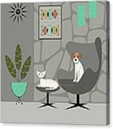 Stone Wall With Dog And Cat Canvas Print