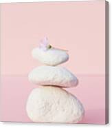 Stones Balancing With Flower Canvas Print