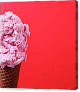 Strawberry Ice Cream On Red Background Canvas Print