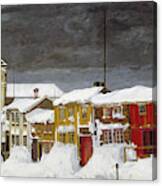 Street In Roros In Winter, 1903 Canvas Print