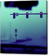 Street On A Rainy Day From A Car Canvas Print