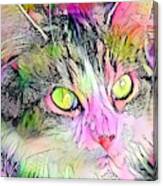Stunning Watercolor Cat Face Green Eyes Canvas Print