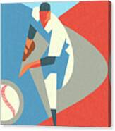 Stylized Baseball Pitcher Canvas Print