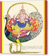 Subrahmanya On A Peacock On A Cobra Canvas Print