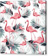 Summer Flamingo Palm Vibes #1 #tropical #decor #art Canvas Print
