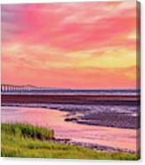 Summer Sunset At Confederation Bridge, Painterly Canvas Print