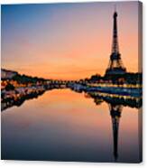 Sunrise At The Eiffel Tower Paris Canvas Print