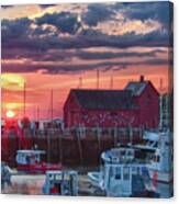 Sunrise On Rockport Harbor Canvas Print