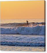 Sunrise Surfer Gooch's Beach Kennebunk Maine New England Golden Sky Canvas Print