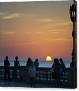 Sunset At Alameda Promenade Cadiz Spain Canvas Print