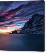Sunset Facing The Ocean In Norway Canvas Print
