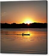 Sunset Kayaking In Lake Of The Isles Canvas Print