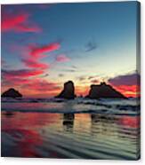 Sunset On Bandon Beach Canvas Print