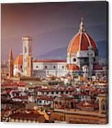Sunset Over Florence Duomo Italy Canvas Print