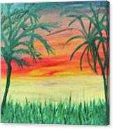 Sunset With Palm Trees #2 Canvas Print