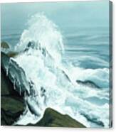 Surging Waves Break On Rocks Canvas Print
