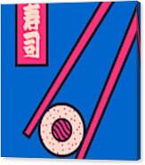 Sushi Minimal Japanese Food Chopsticks - Blue Canvas Print