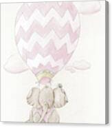 Sweet Baby Elephant In Hot Air Balloon - For Girl's Nursery Canvas Print