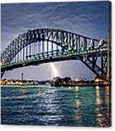Sydney Harbour Bridge With Lightning Canvas Print