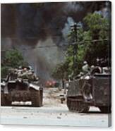 Tanks And Armored Vehicles Forming Canvas Print