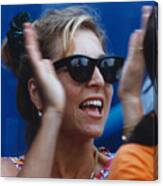 Tatum Oneal Cheering For Husband Canvas Print