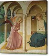 The Annunciation. Fresco In The Former Dormitory Of The Dominican Monastery San Marco, Florence. Canvas Print