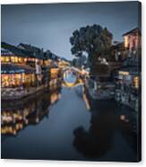 The Canal Town In The Evening Canvas Print
