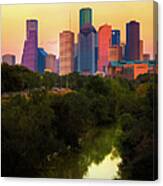 The City Of Houston Skyline By The Water Canvas Print