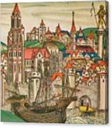 The City Of Treviso With A Carrack, 1493 Canvas Print